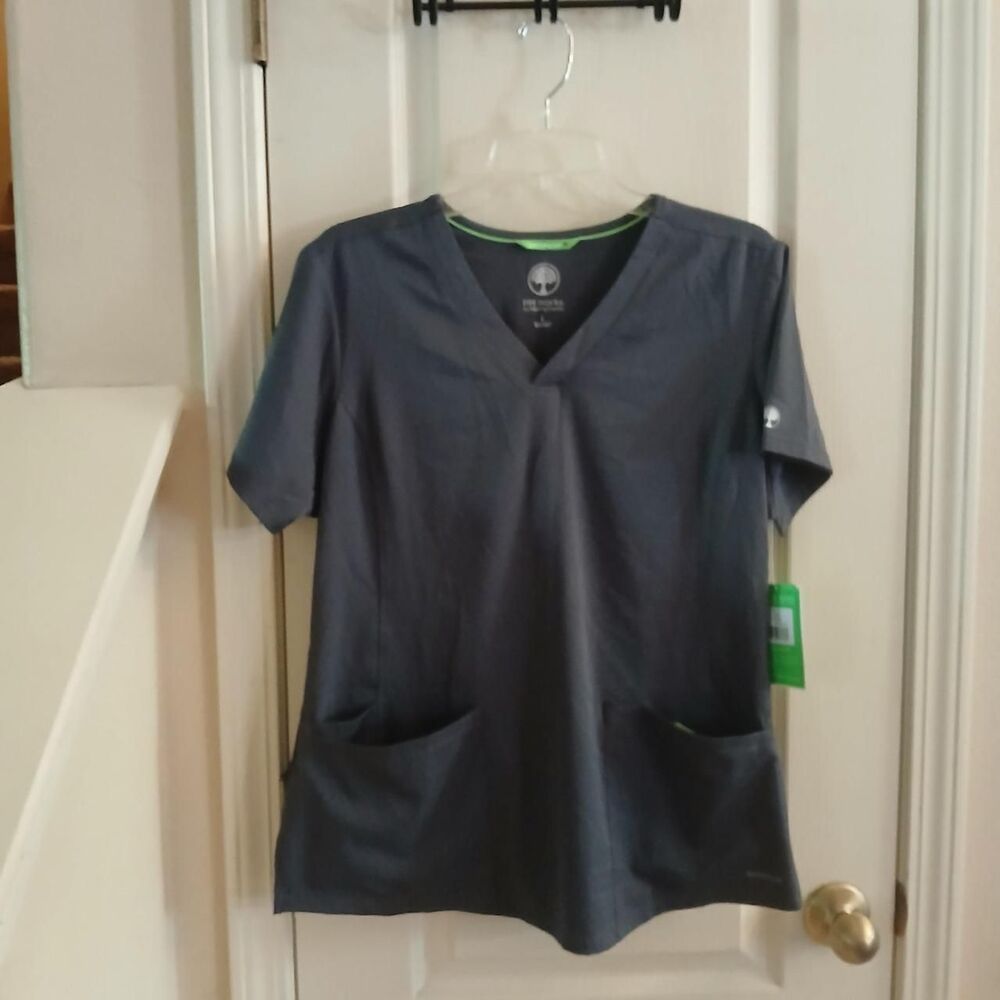NWT HH Works by Healing Hands "Monica" V-Neck Scrub Top Size L Pewter Gray